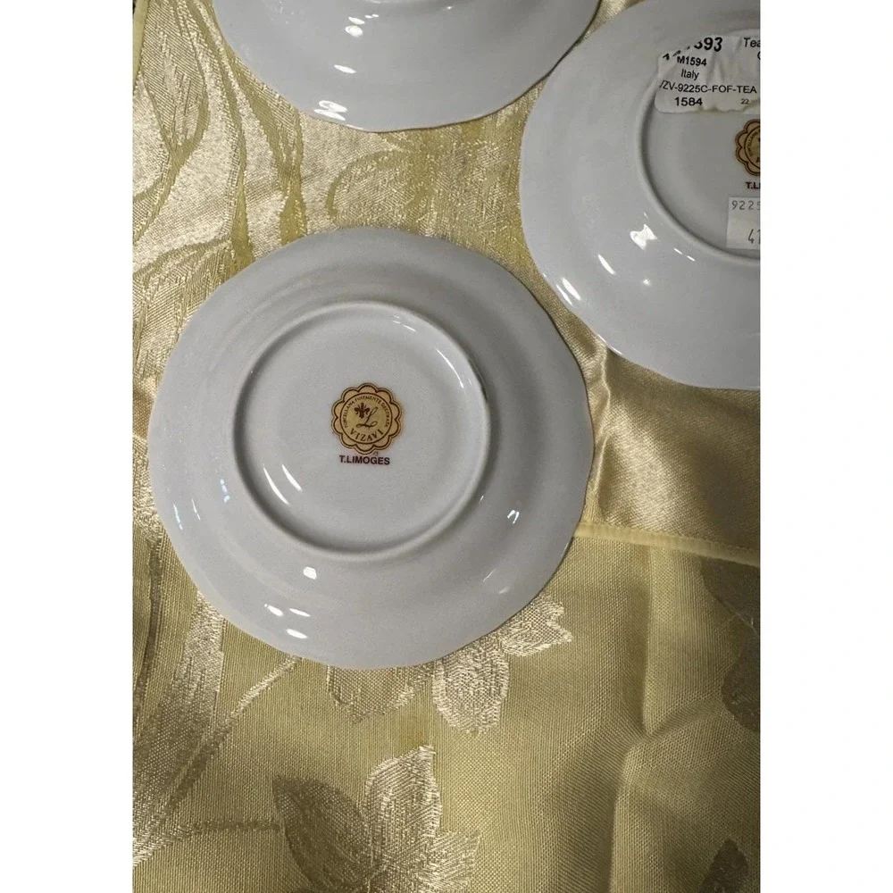 NEW Set of 6 Vizavi T Limoges Tea Saucers Oro Fragonard Gold Italy 5.75